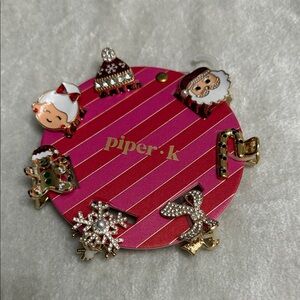 Piper.k Festive Enamel Charm Pin Set - Pink & Red Backing